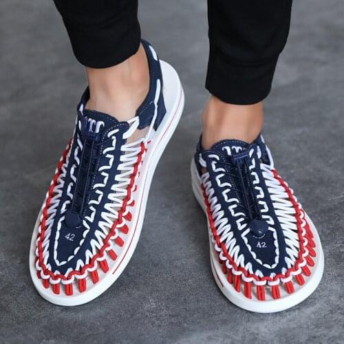 2019 Summer Men Sandals Fashion Handmade Weaving Design Man Beach Shoes Breathable CasualOutdoor Sandals For Men Plus Size 47