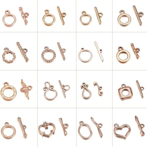 3Set/lot 16 Styles Rose Gold Stainless Steel OT Clasps Linker Connectors For DIY Bracelet Necklace Jewelry Making Accessories