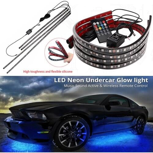 4pc Car Underglow Light Flexible LED RGB Neon Strip Light Chassis Lamp Truck Accessories Decorative Atmosphere Ambient Light Bar