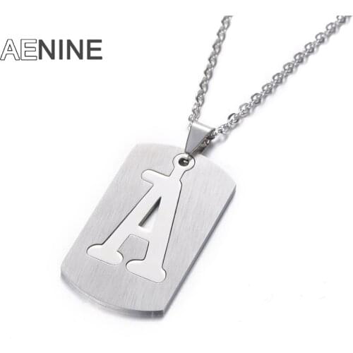 AENINE Fashion A-Z Letter Pendants Necklaces Steel Color Stainless Steel Choker Necklace Women Jewelry Kolye Collier Collare