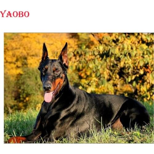 Diamond Painting Cross Stitch Doberman Pinscher 3D Diamond Mosaic full square 5D DIY Diamond Embroidery Dogs home decor Gift