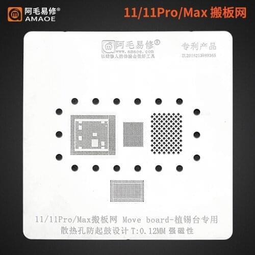 Amaoe For iPhone 11 11Pro 11ProMax Swap Board BGA Stencil CPU Baseband Nand Flash Wifi IC Reballing Solder Tin Plant Net Steel