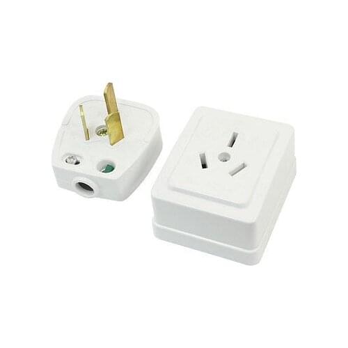 White Plastic Shell AU Socket Plug Set 10A/16A AC250V for 10mm Power Cable