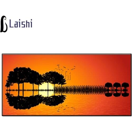 Large size 5D diy full square round stones Music Guitar Sunset scenery full diamond embroidery crystal diamond painting mosaic