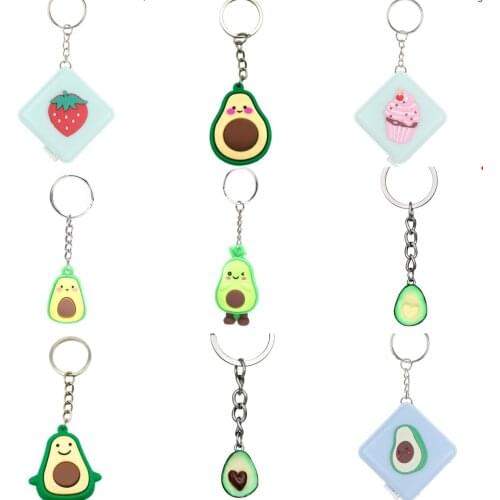 Cute Simulation Fruit Avocado Smile-shaped Keychain 3D Soft Resin Avocado Key Chains Jewelry Fashion Wedding Party Gift