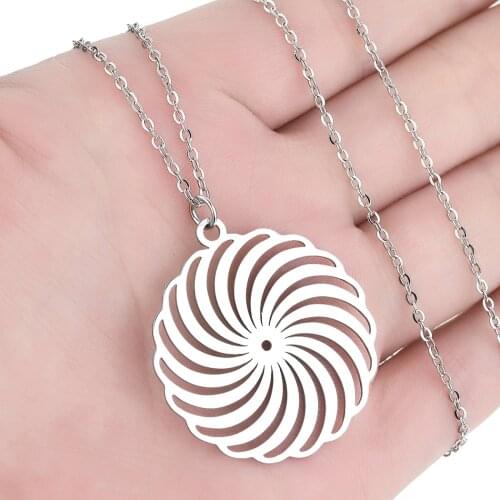 CHENGXU New Trendy Circle Spiral Pendant Necklace for Women Men Stainless Steel Fashion Hypnosis Charm Jewelry Unique Lucky Gift