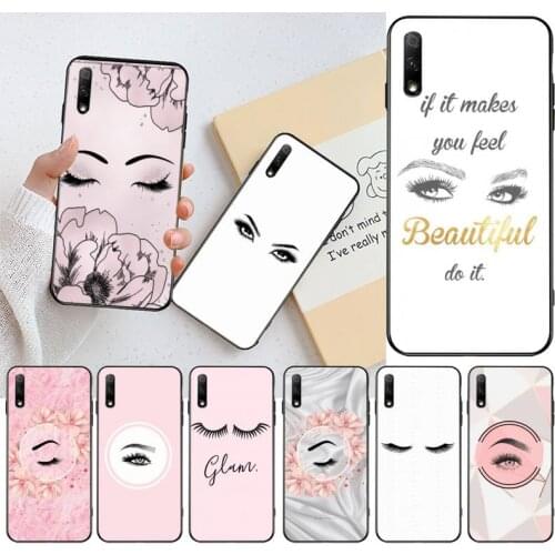 CUTEWANAN Eyelash And Eyebrow Drawing Black TPU Soft Rubber Phone Cover for Huawei Honor 30 20 10 9 8 8x 8c v30 Lite view pro
