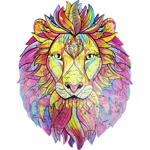 Wooden Jigsaw Puzzle Mysterious Lion Jigsaw Puzzle Laser Cut Wooden Jigsaw 122/156/211PCS 3D Puzzles Xmas Christmas Gift for Kid