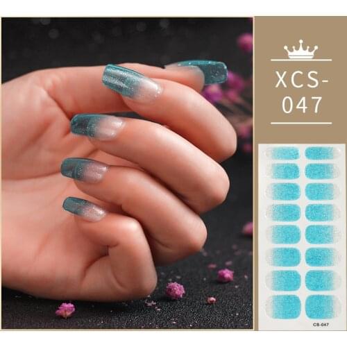 Baby Blue Shiny Twinkle Glitter Gradient Color Nail Stickers Minimalist Design Nails Sticker Designer Nail Sticker Trend