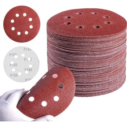 15Pcs 5 Inch 125mm 8 Holes Aluminium Oxide Dry 60 to 1200 Grits Hook &Loop Sandpaper Sanding Disc for Metal & Auto&Wood Sanding