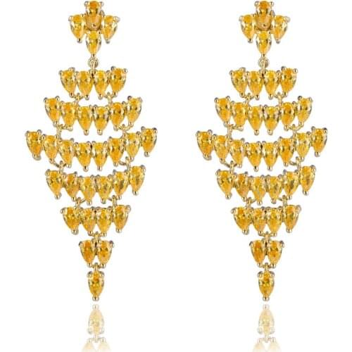 GrayBirds New Brand Prismatic Shape Drop Earrings For Wedding Girl Luxury Jewelry High Quality Gold And Rhodium Plated XYE032