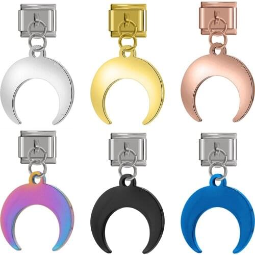 Hapiship New Top Original Fashion Colour Moon High-end Charm Links Fit 9mm Bracelet Stainless Steel Jewelry DIY Making DJ311