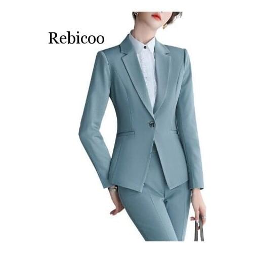 Fashion new women pants suits business formal long sleeve slim blazer and pants office ladies temperament work wear