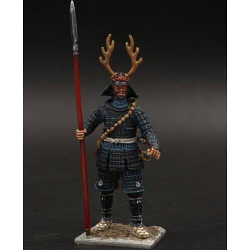 1:32 Scale Tin Metal Japanese Warring Hegemon Armor Samurai Tadao Bendo Static 54 mm Unpainted Figure Statuette Miniature Model