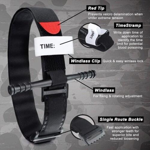 MediTac Emergency Combat Tourniquet-One Handed Tactical Black Life Saving Hemorrhage Control Trauma Care Outdoor Emergency Gear