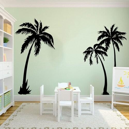 Set Of 3 Palm Tree Summer Beach Wall Sticker Living Room Playroom Palm Tree Summer Plant Wall Decal Bedroom Vinyl Decor M360