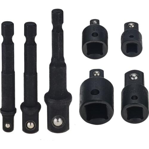 7PCS 1/4" 3/8" 1/2" Socket Adapter Bits Set Hex Drill Nut Driver Power Shank Connecting Rod Head Extension Drill Bits Bar Wrench