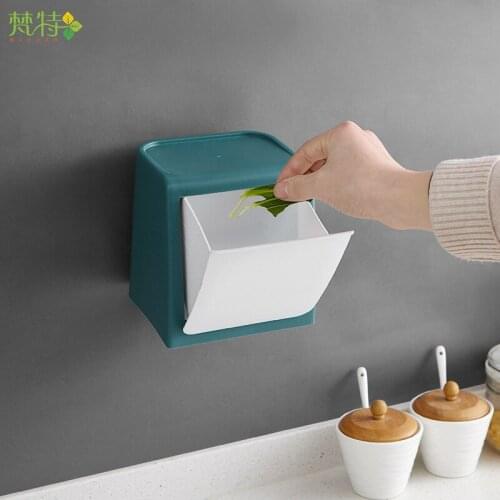 Mini Wall-mounted Garbage Storage Box Bathroom Glass Door Sticker Bucket Blue Pink White New Style Beautiful Popular With Lid