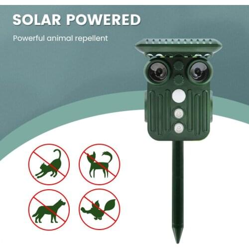 Solar Powered Animal Repeller Ultrasonic Bird Repellent Deterrent Dog/Cat/Deer Repeller Frighten Animals sonar Repellent