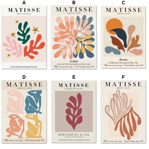 Posters and Prints Matisse Colorful Leaf Abstract Girl Curve Wall Art Canvas Painting Nordic Wall Pictures for Living Room Decor