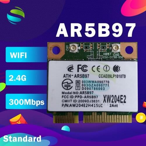 Network Card for Atheros AR9287 AR5B97 802.11b/g/n Half Wifi Pci-e 300Mbps