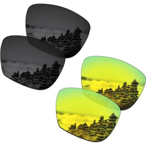 SmartVLT 2 Pairs Polarized Sunglasses Replacement Lenses for Oakley Hold On Stealth Black and 24K Gold