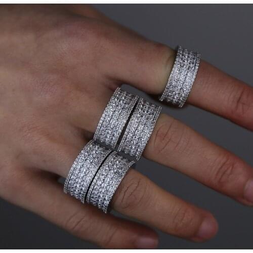 Iced out bling cz eternity band ring for Women Us size 6 7 8 full cz stack stacking engagement band