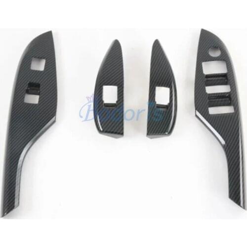 Carbon Fiber Color Door Armrest Panel Widow Lift Switch Stikcer Garnish Molding Ring 2015-2020 For Toyota Sienna Accessories