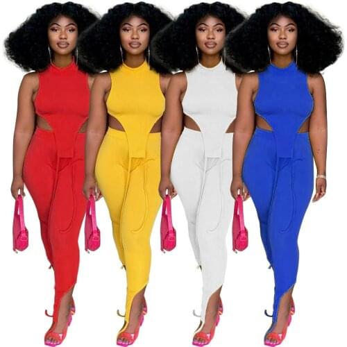 Adogirl Streetwear Womens Solid 2 Piece Set Sexy Irregular Hems Crop Top + Slit Hem Flare Pants Bandage Tracksuit 2021 Summer