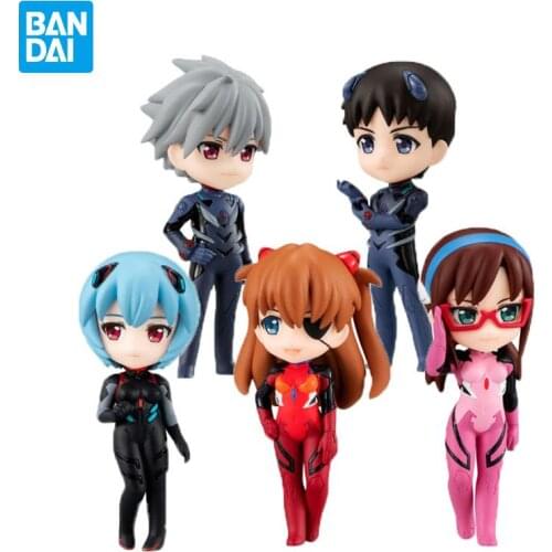 In Stock 6.5Cm- Bandai Original Anime Eva Neon Genesis Evangelion Shokugan Action Figure 2 Pvc Model Collectible Toys