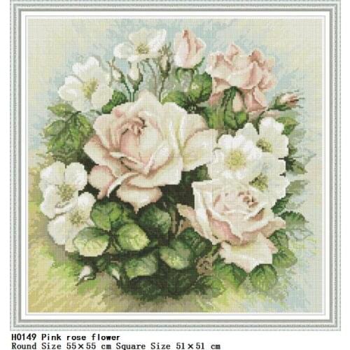 Pink Rose flower Patterns 5D DIY Diamond flowers Painting Embroidery Full Round Drill Square drill Cross Stitch diamond
