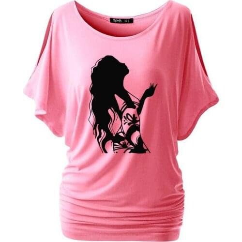 Long Hair Girl Batwing Sleeve t shirt Women Gift Femmes Sweet Short Sleeve Cotton Plus size casual Tee Tops