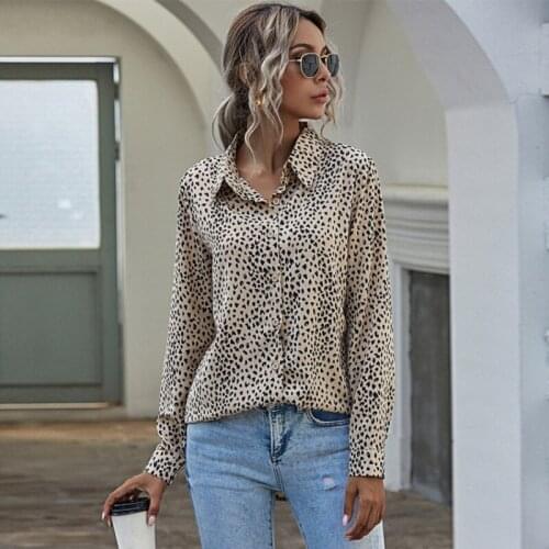 Happie Queens women Boho leopard Print loose blouse shirt Ladies long Sleeves Blusas shirt dress