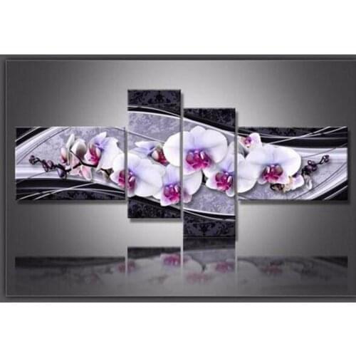 4pc DIY 5D Diamond Embroidery Flower orchid Cross Stitch Diamond Painting Home Decorative Gifts Fashion Needlework