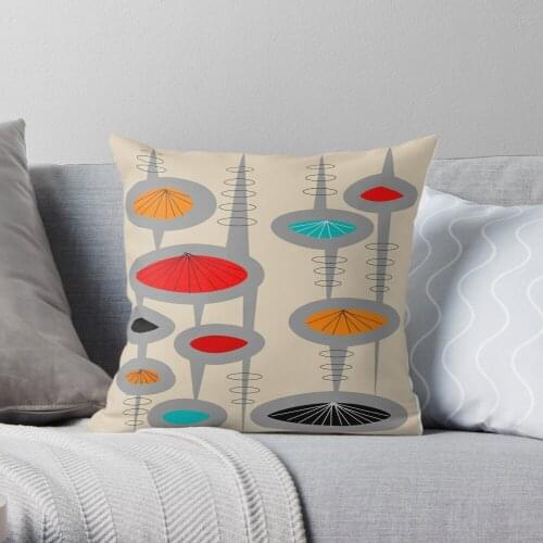 Atomic Era Inspired Art Throw Pillow Cushion Cover Polyester throw pillows case on sofa home living room car seat decor 45x45cm