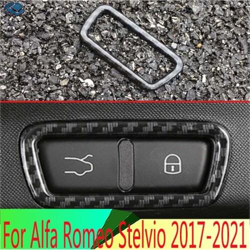 For Alfa Romeo Stelvio 2017 2018 Car Accessories Carbon Fiber Style Tail door cover Switch Button Control Panel Cover Trim Bezel