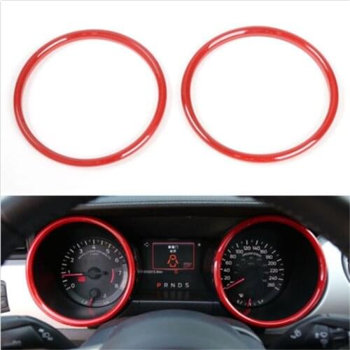BBQ@FUKA 2pcs ABS Red/Blue Interior Dashboard Ring Cover Trim Decoration Fram Fit For Mustang 2015-16 Car-Styling Car Accessory