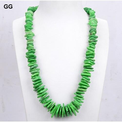 GG Jewelry 25'' Natural Green Disc Turquoises Gems Stone Necklace Jades Clasp For Women Lady Fashion Jewelry Gift