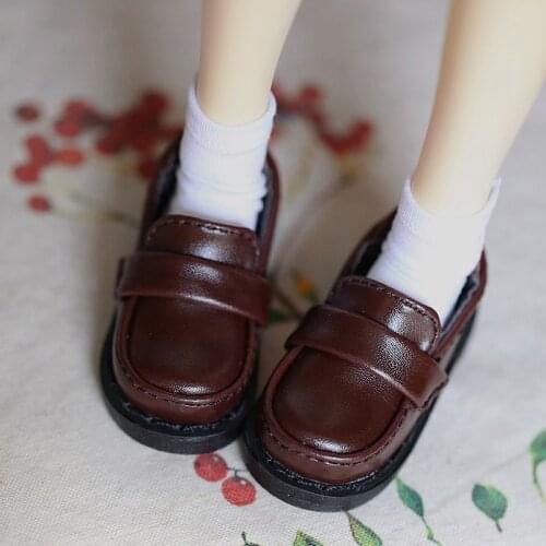 BJD Coffee Synthetic Leather Shoes Flates For 1/4 17" Tall MSD DK DZ AOD DD Doll Free Shipping HEDUOEP