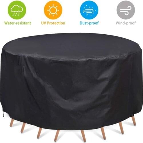 Large Round Waterproof Outdoor Cover Garden Patio Table Chair Set Black Furniture Cover 120*75cm / 185*110cm / 230*110cm