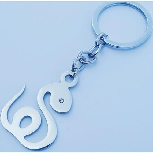 Stainless Steel Keyrings Clear Eye Snake Keychains Fashion Viper Jewelry Gift 12 Pcs a Lot Wholesale