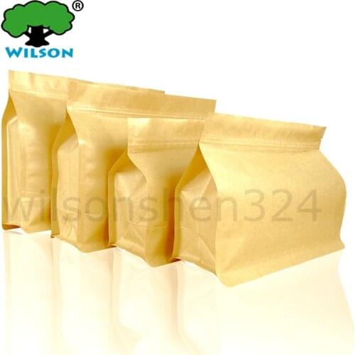 Krafe Paper Large Openning Krafe Side Gusset Flat Bottom Stand-Up Zip Lock Bag For Food Storage Bag 50 -300 PCS Angle Seals