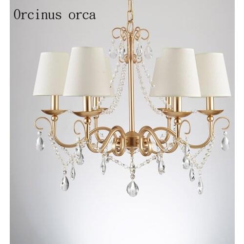 French luxury gold crystal chandelier living room bedroom European style creative personality LED all copper crystal lamp