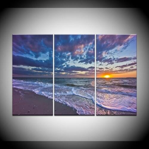 Canvas Painting Wall Art Pictures Frame Kitchen Restaurant Decor 3 Pieces Sunset Landscape Beach Living Room Print Posters
