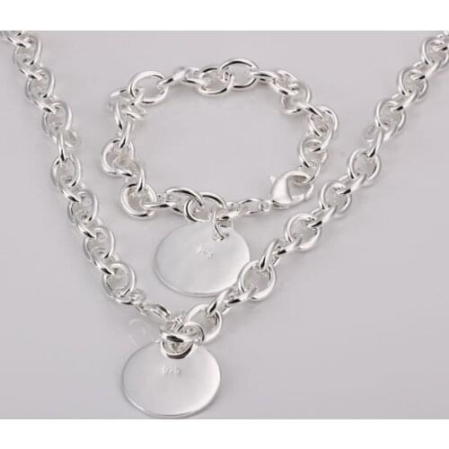 Wholesale fashion jewelry Set, M925 Silver color Necklace and Bracelet . Nice Jewelry. Good Quality S108