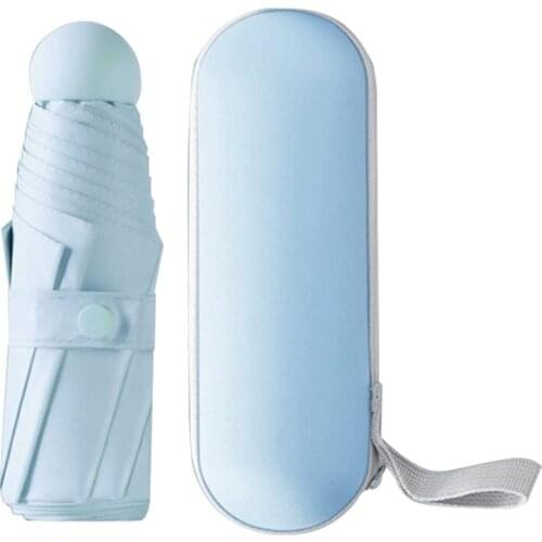 Hot YO-Folding Travel Umbrella 6 Ribs Mini Umbrella Small UV Umbrella with Capsule Case Mini Anti-UV Umbrella Fast Dry Compact