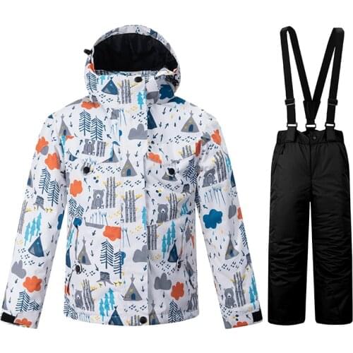 NEW Skiing Suits Boy and Girl Outdoor Sportswear Thermal Waterproof Windproof Jackets and Pants Winter Kids Ski Set Child