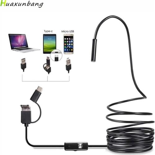 7.0mm Endoscope Camera 3 in1 HD USB Type-C Endoscope with 6 LED 1/2/3.5/5M Cable Waterproof Inspection Borescope