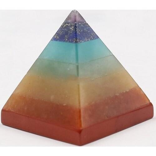 Natural High Quality Crystal Stone Colorful Chakra Pyramid Yoga Energy Multi Color Stone Ornaments Improve Meditation Ability