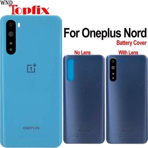 Original Glass For OnePlus Nord Back Battery Cover Door Rear Glass Oneplus Nord Battery Cover Housing + Lens Glass and Adhesive